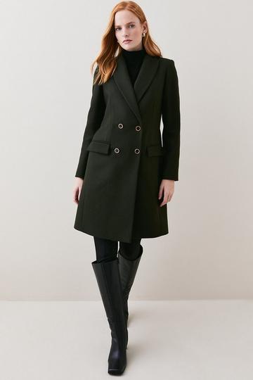 Italian Virgin Wool Double Breasted Tailored Coat khaki