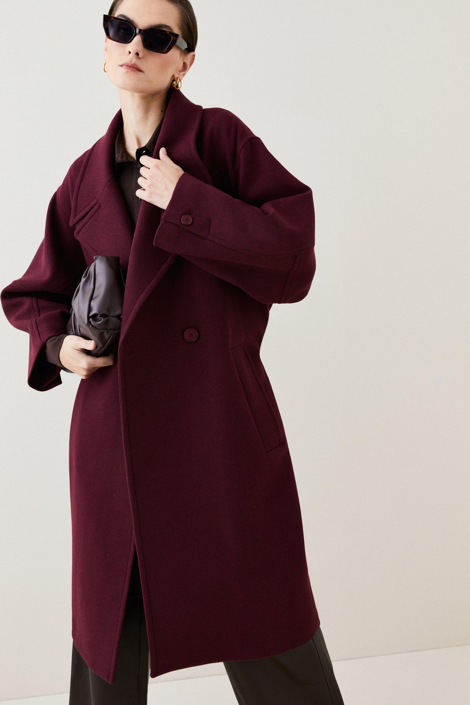 Italian Manteco Wool Raglan Sleeve Coat | Karen Millen