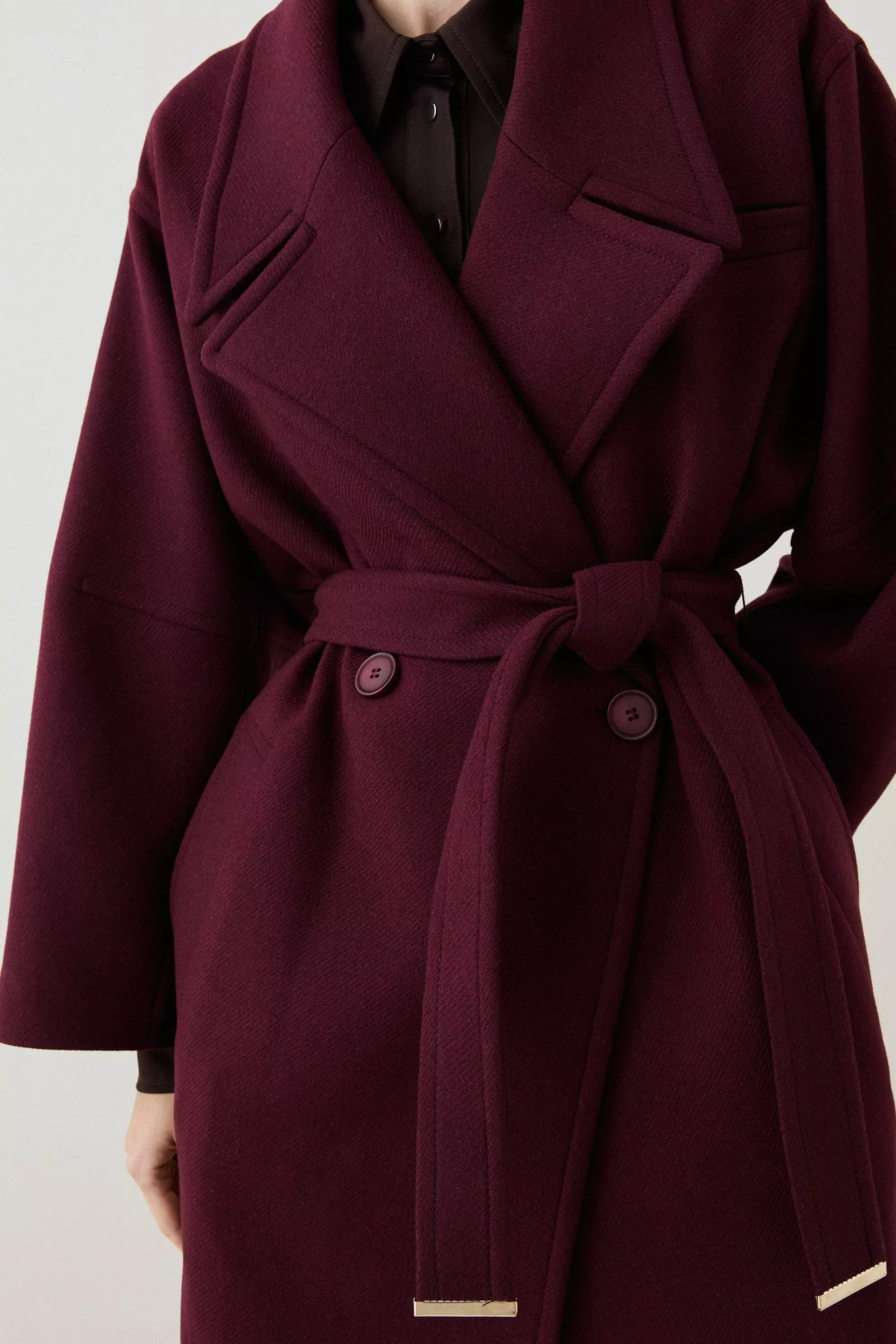 Italian Manteco Wool Raglan Sleeve Coat | Karen Millen