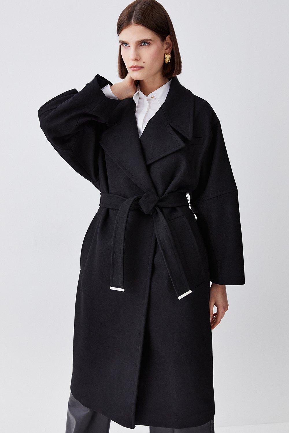 Italian Manteco Wool Raglan Sleeve Coat | Karen Millen