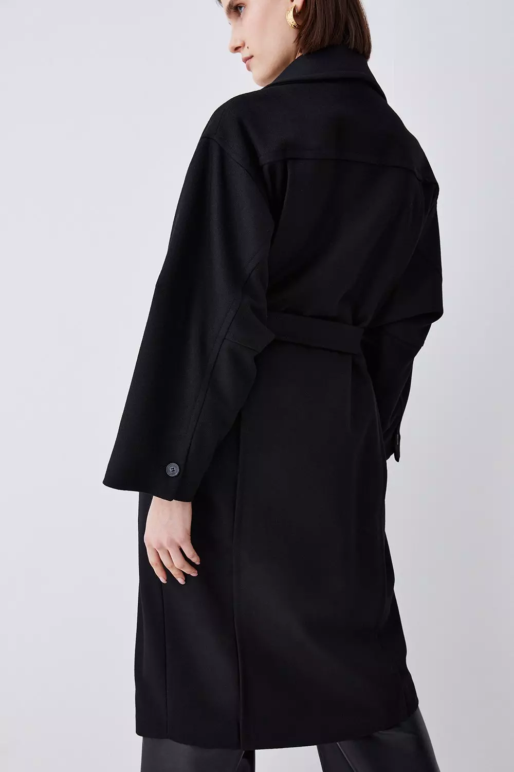 Italian Virgin Wool Raglan Sleeve Coat | Karen Millen