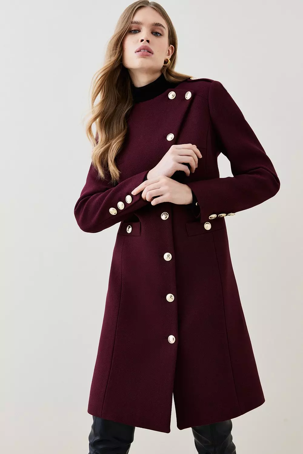 Karen millen aubergine outlet coat