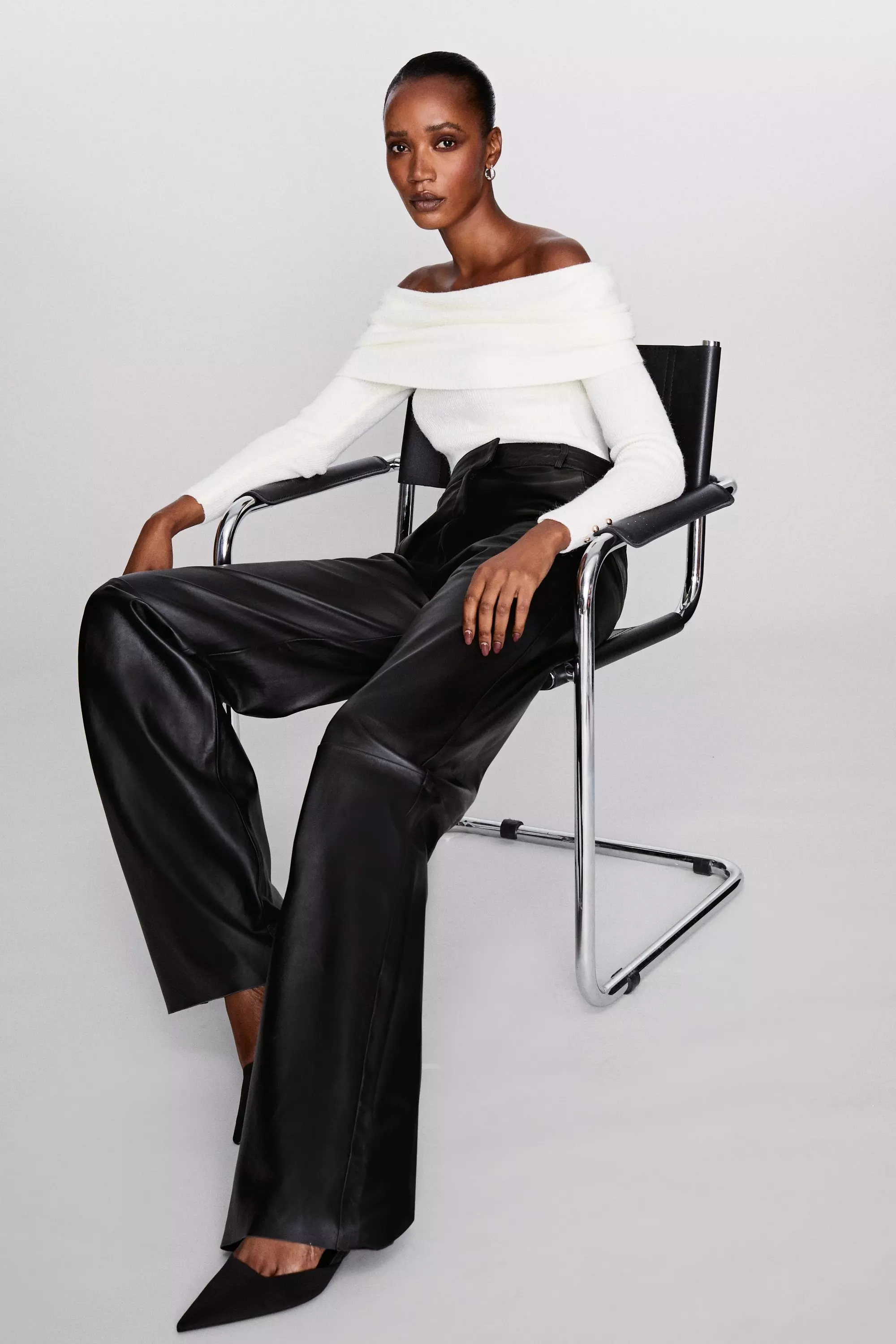 Tall Leather Clean Wide Leg Pants | Karen Millen