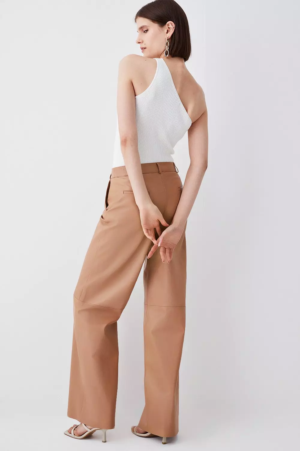 Tall high waisted wide best sale leg trousers