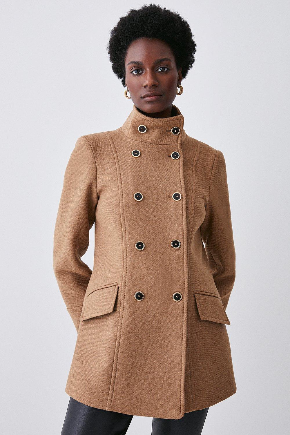 Wool blend cheap camel coat womens