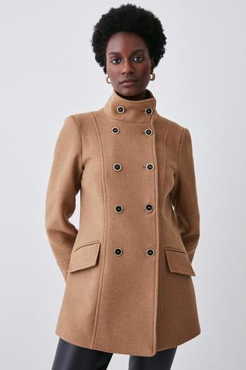 Italian Wool Mix Double Breasted Short Formal Coat camel