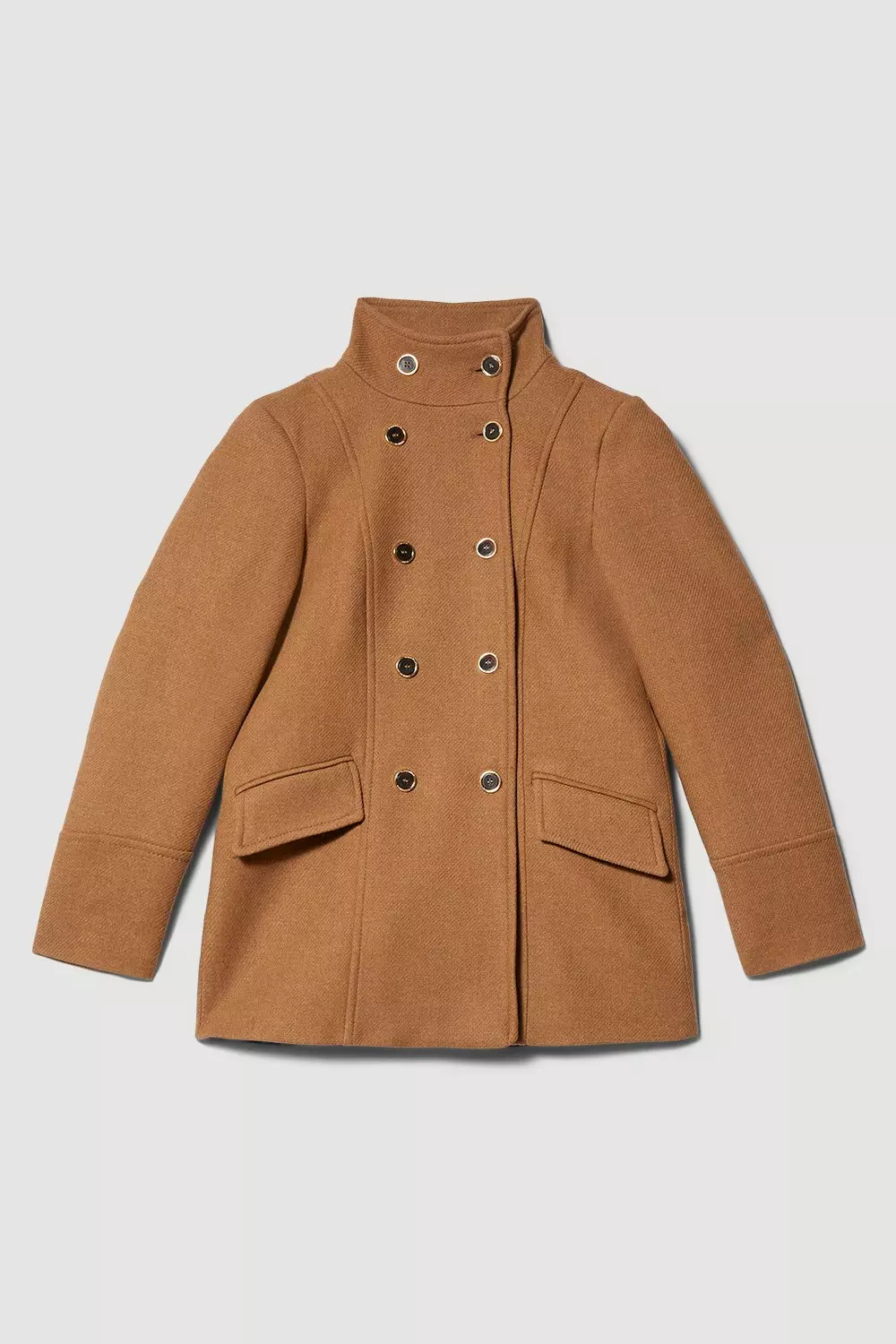 Buy Karen Millen Italian Wool Blend Double Breasted Coat In Camel