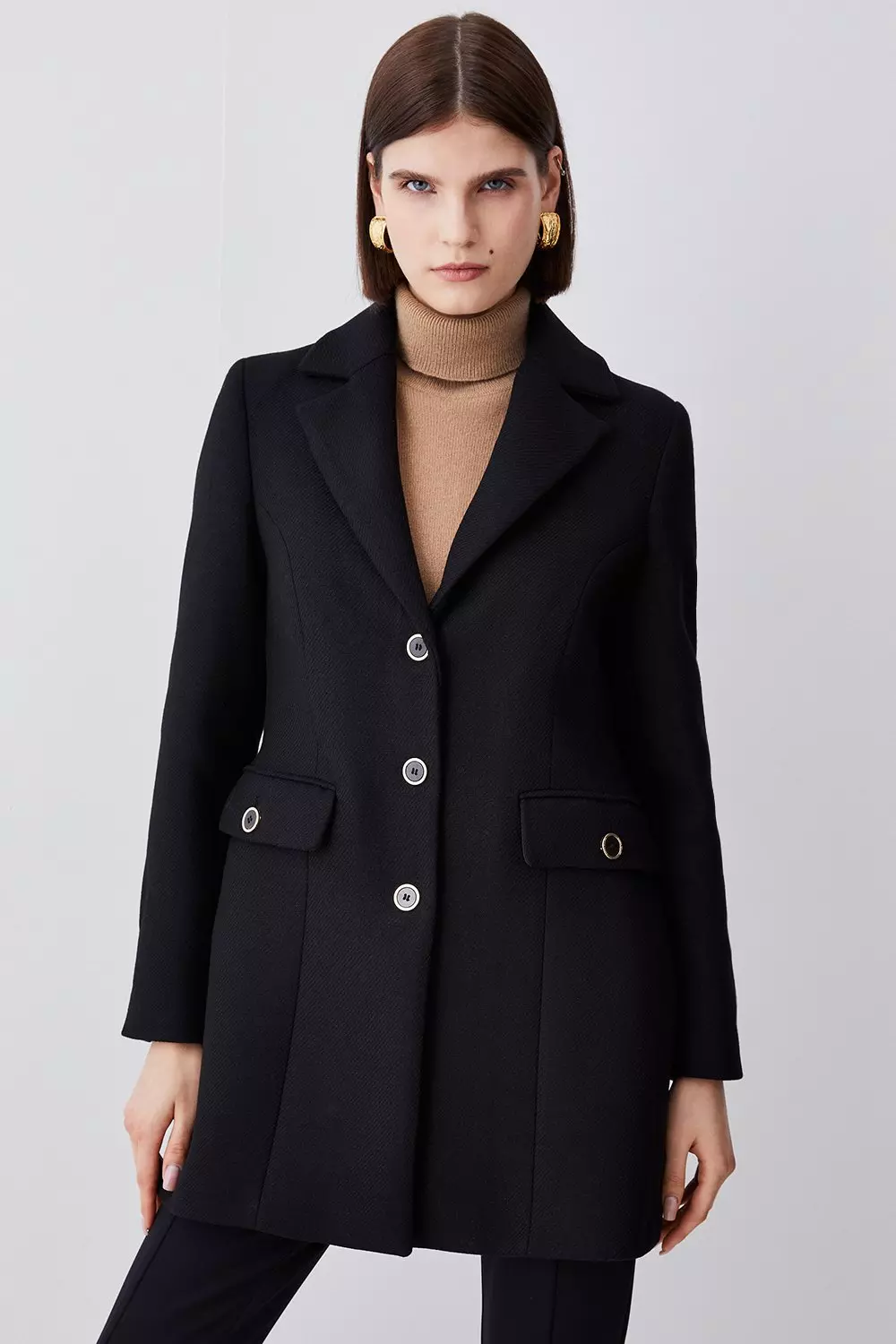 Italian Wool Mix Single Breasted Coat | Karen Millen