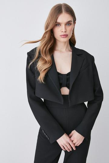 Compact Stretch Tailored Cropped Jacket black