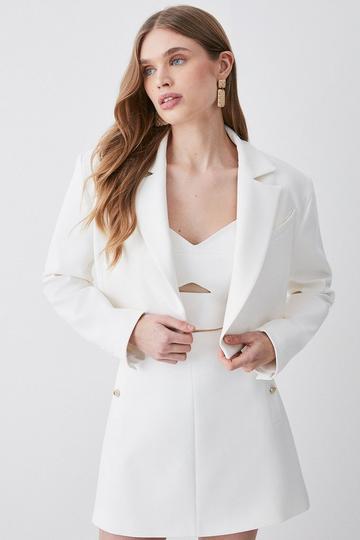 Compact Stretch Tailored Cropped Jacket ivory
