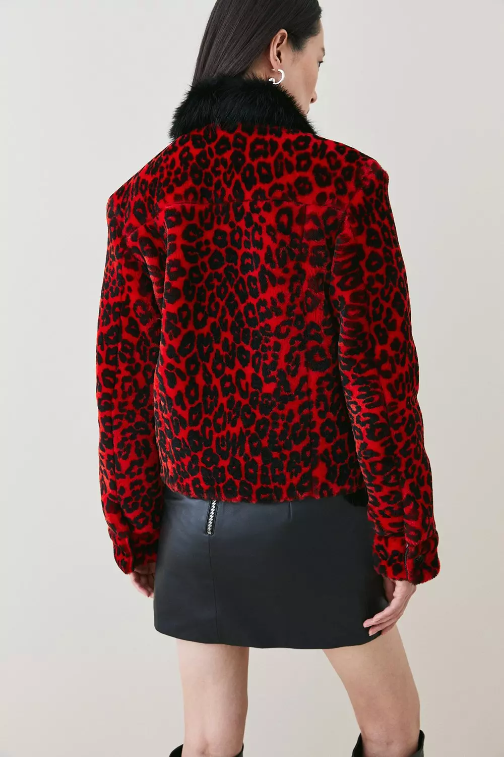 Red and black hot sale leopard print jacket