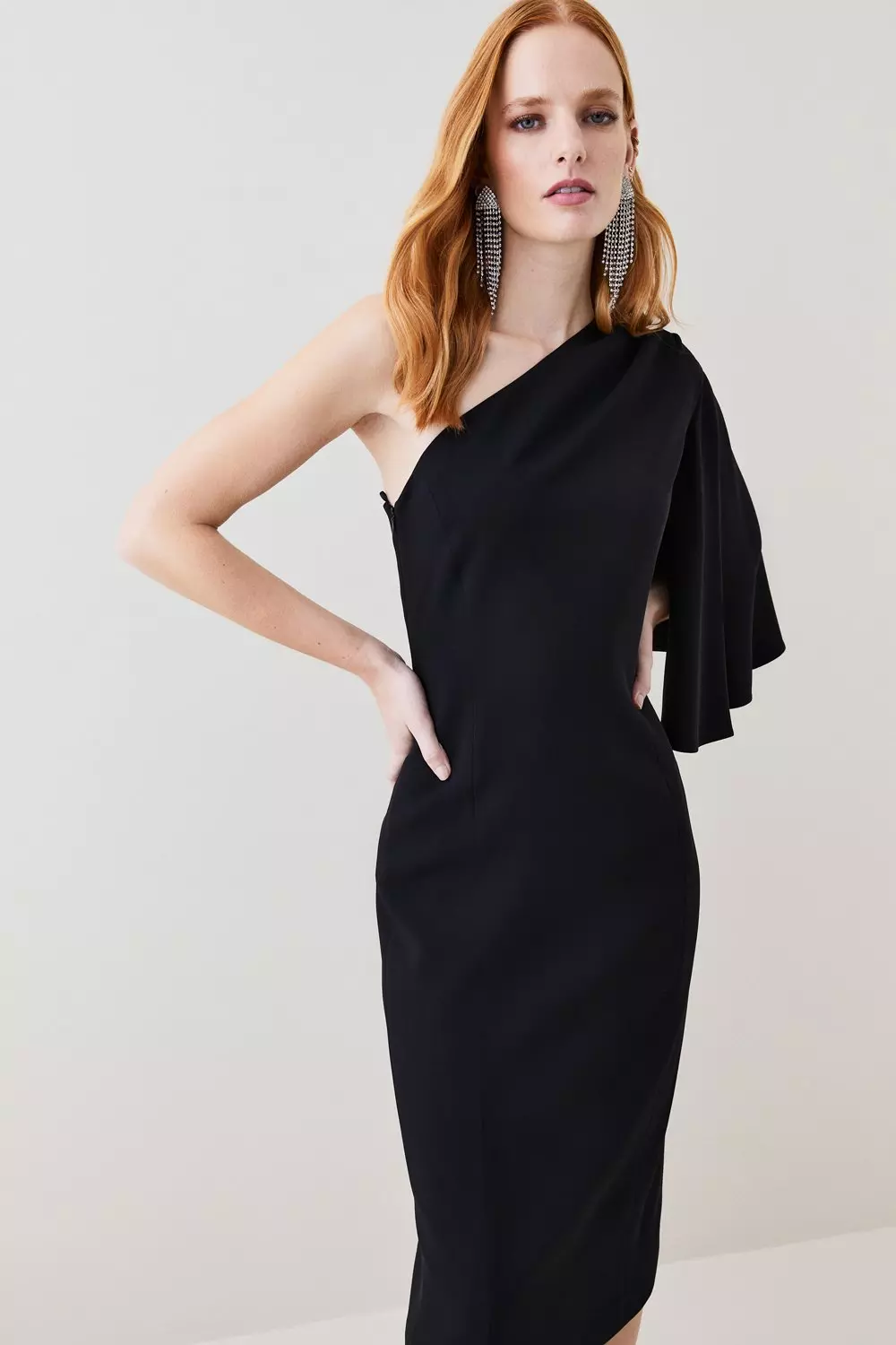 Karen millen black shop one shoulder dress