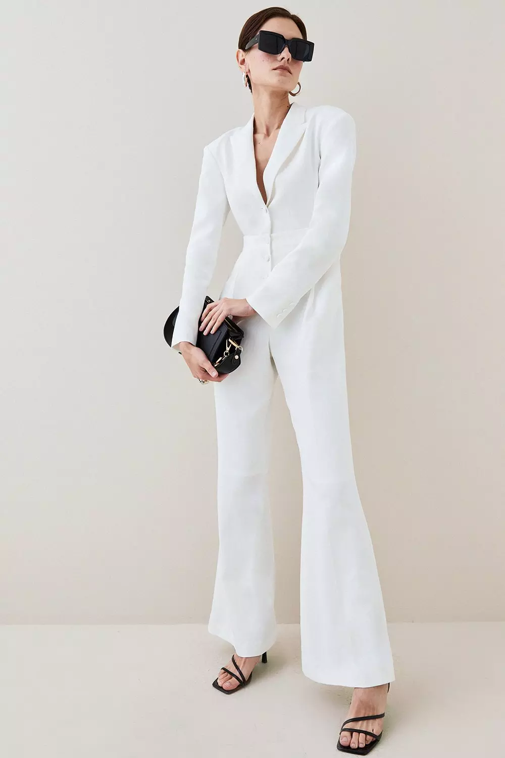 White button cheap up jumpsuit