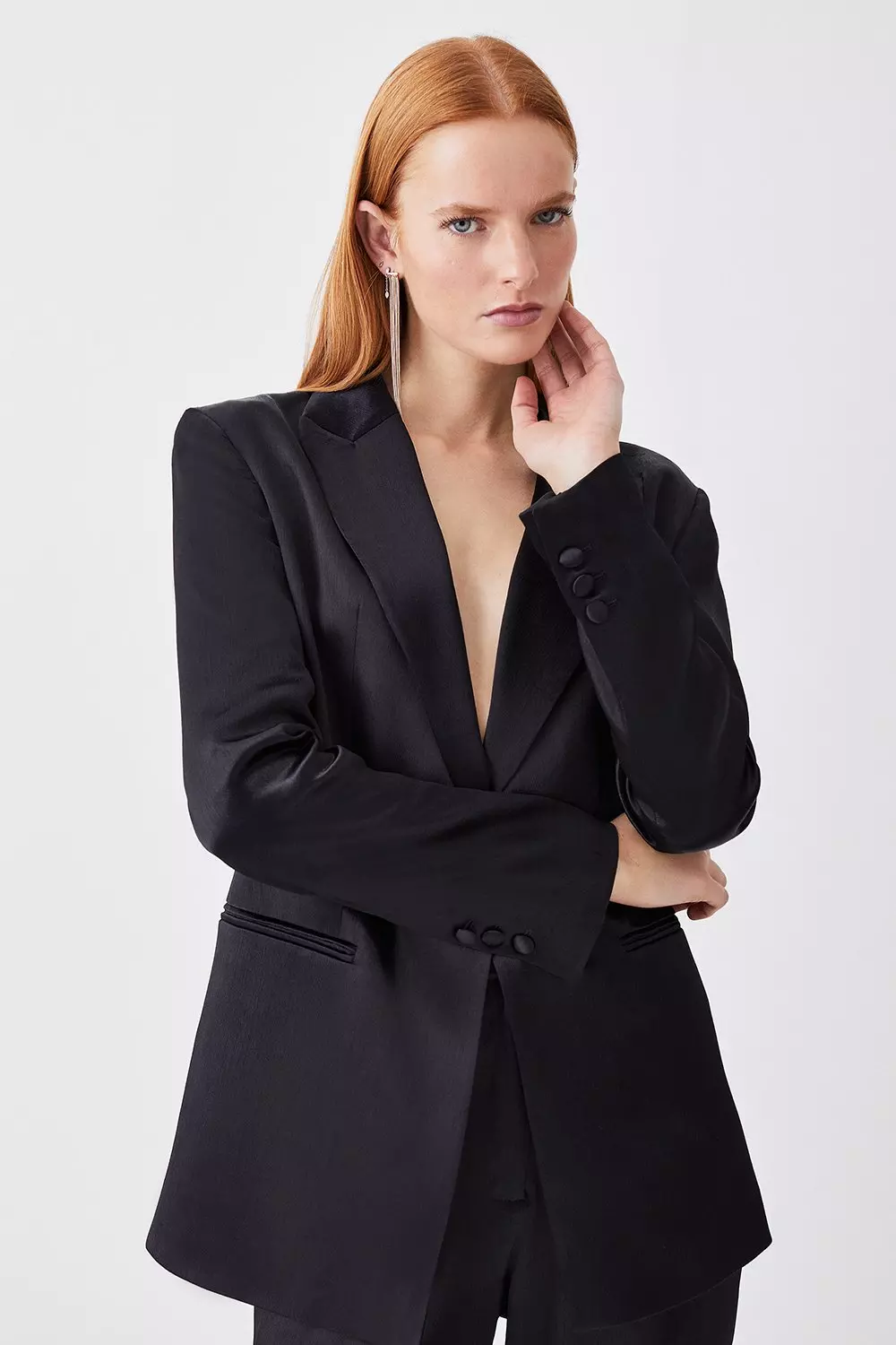 Satin blazer clearance black