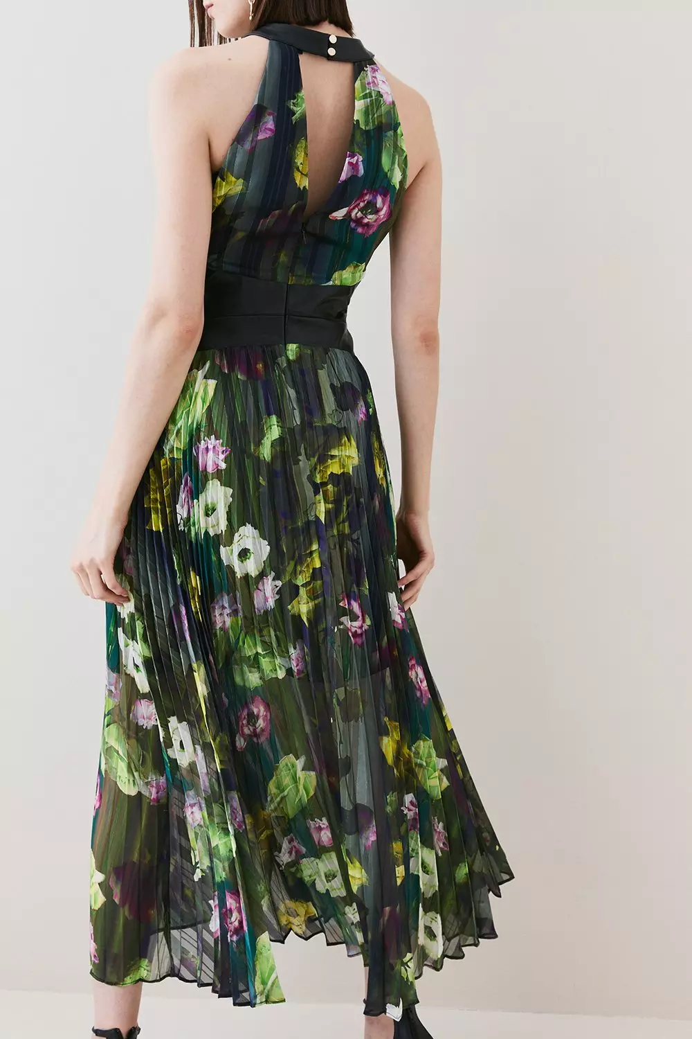 Karen millen pleated floral hot sale dress