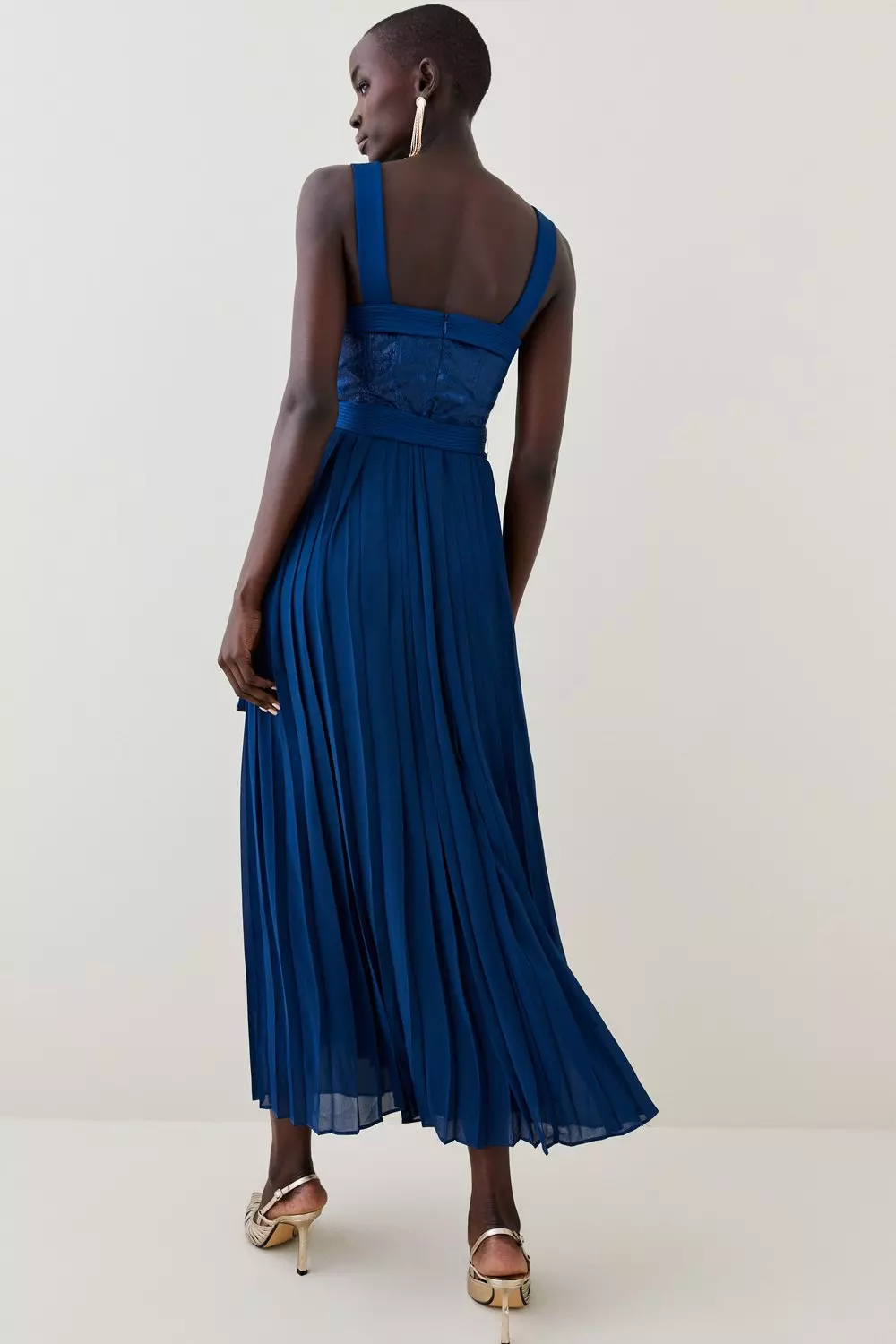 Satin pleated best sale midi dress