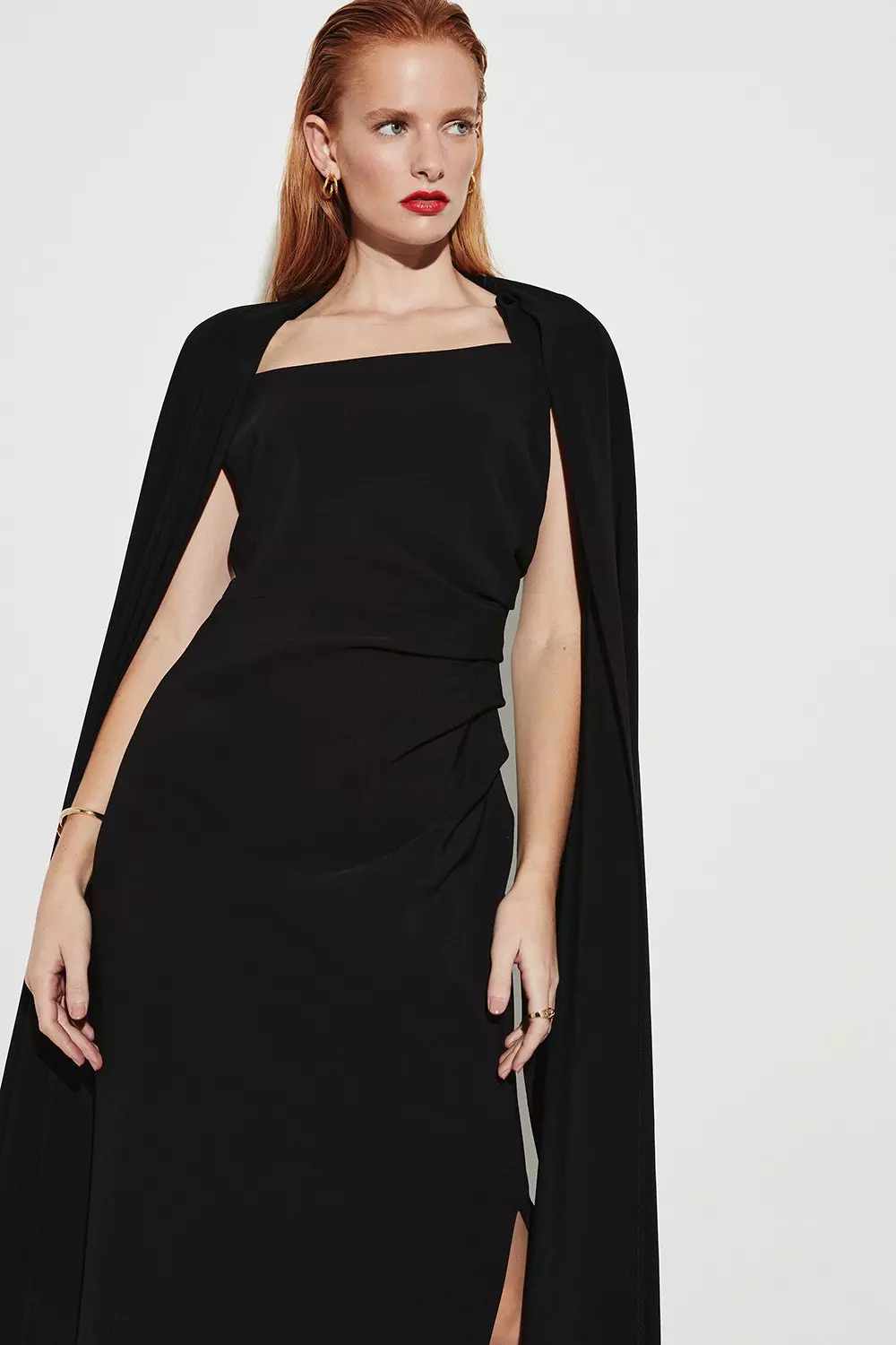 Compact Viscose Cape Maxi Dress Karen Millen