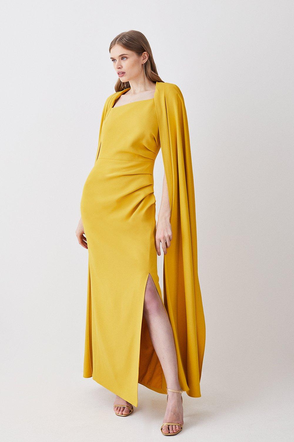 Fluid Crepe Cowl Neck Woven Midi Dress