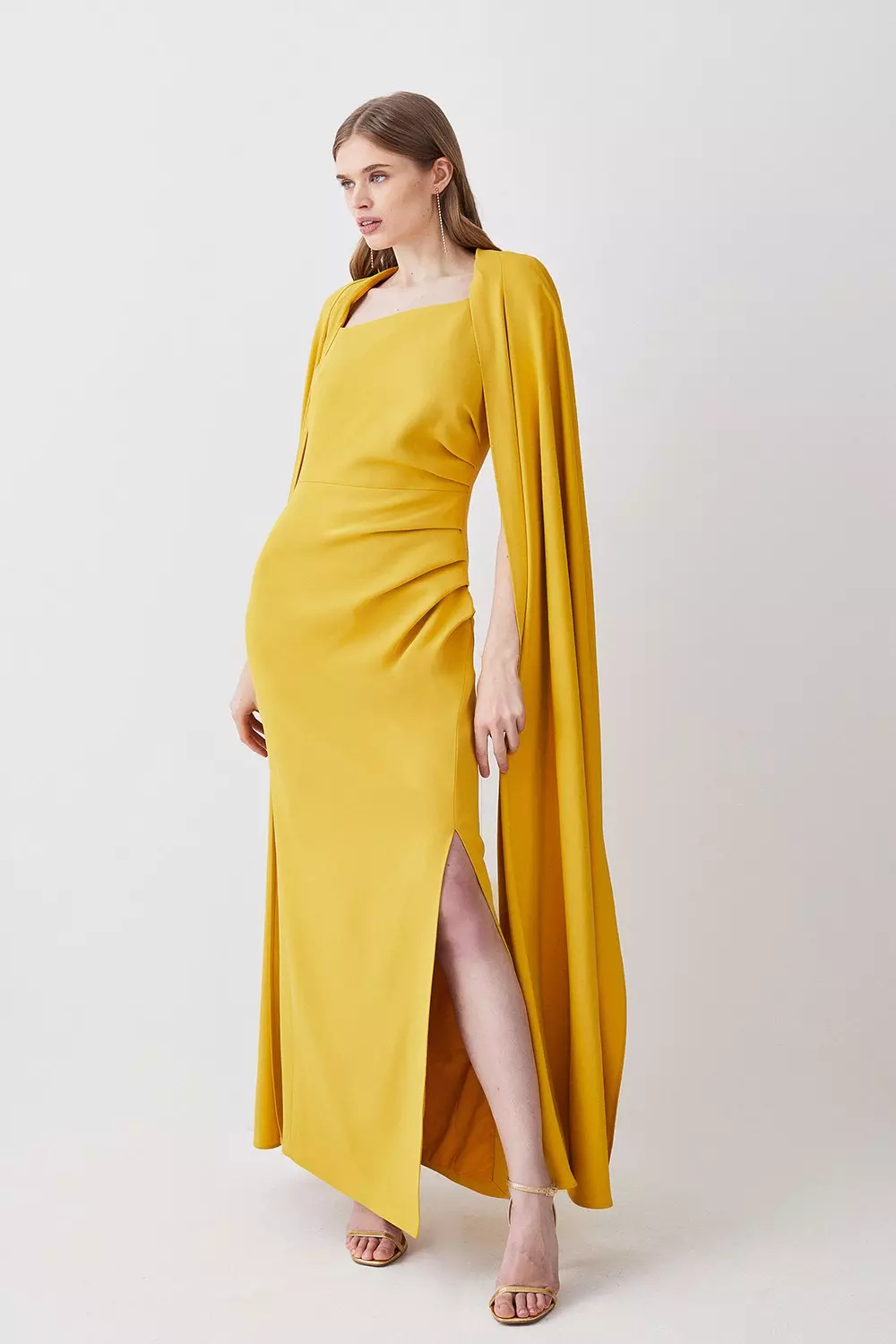 Maxi dress with cape sleeves sale