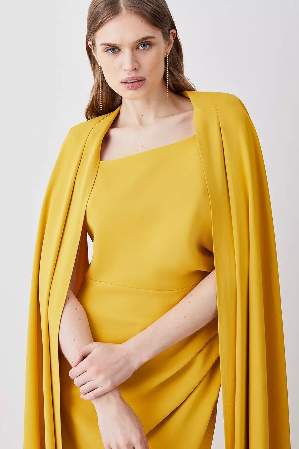 Mustard shop cape dress