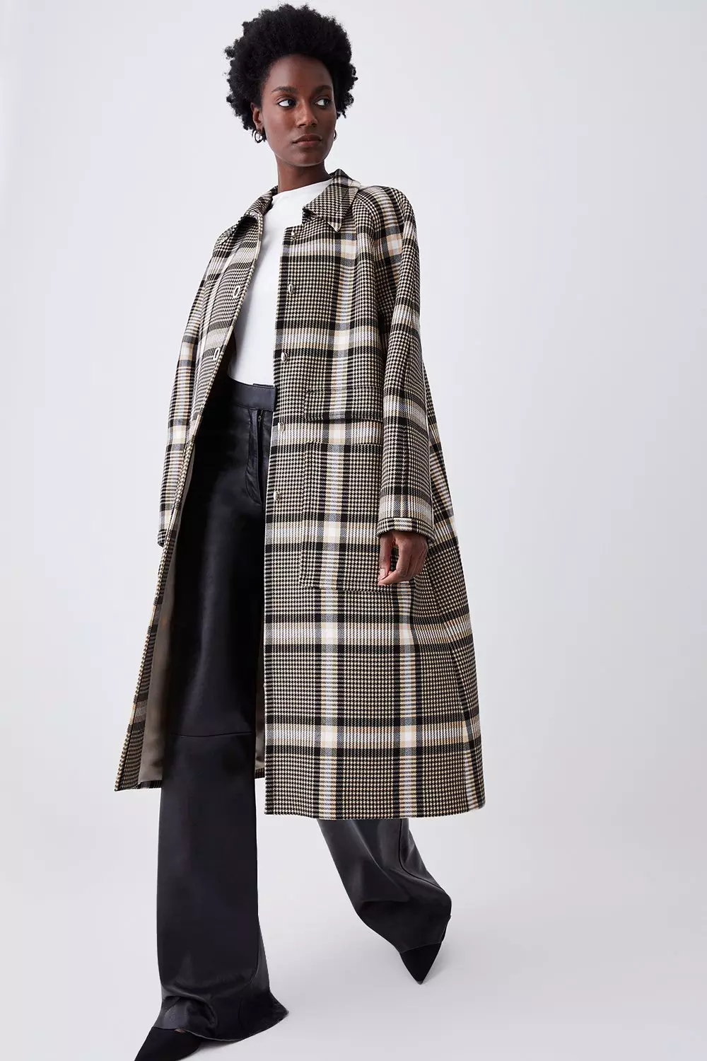 Italian Check Balmacaan Coat