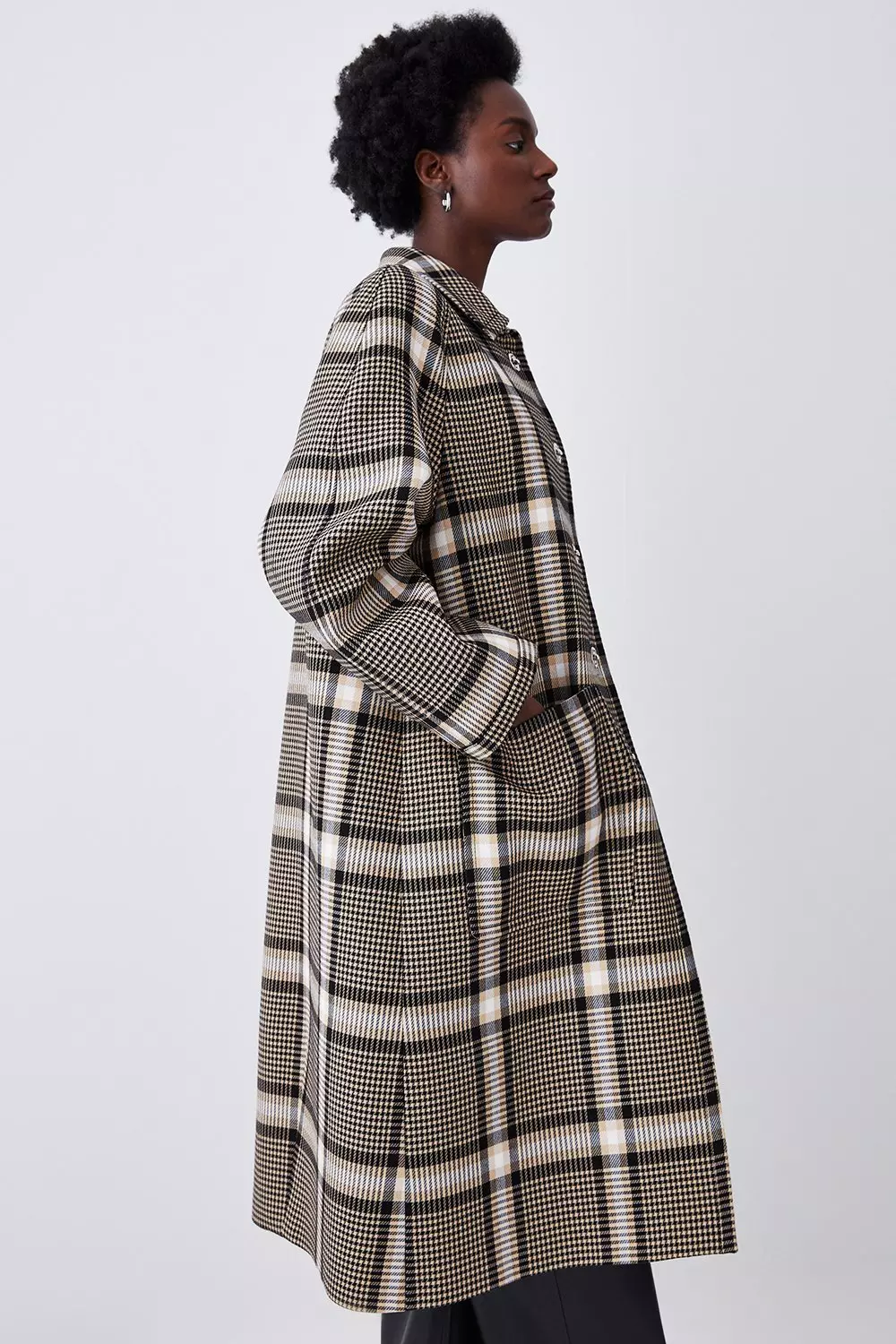 Italian Check Balmacaan Coat | Karen Millen