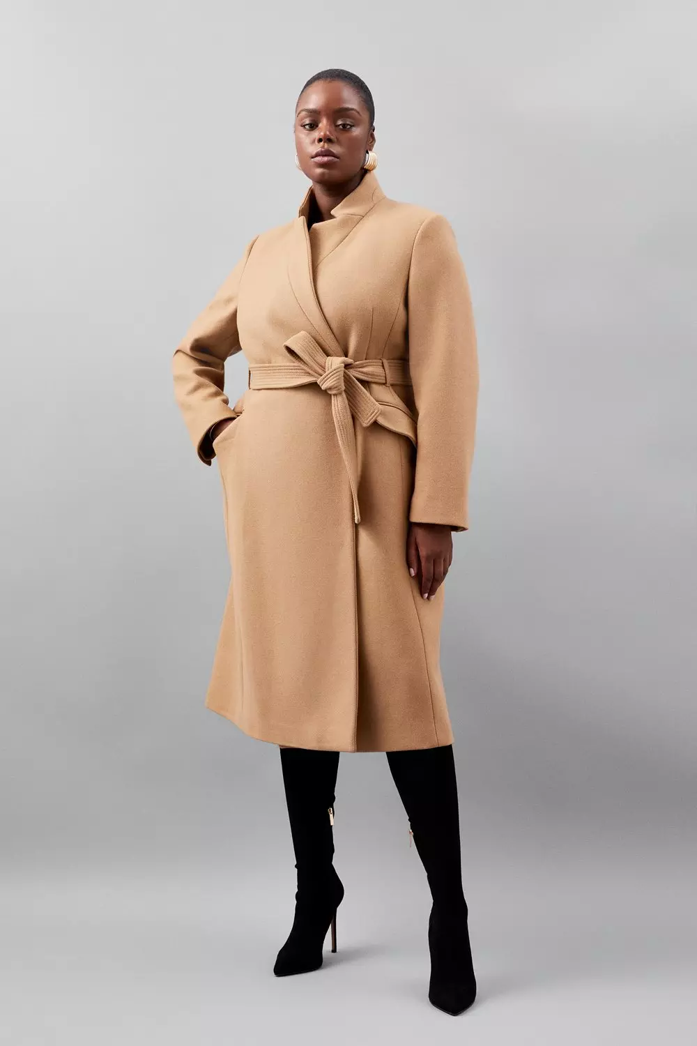 Plus size camel store wool coat