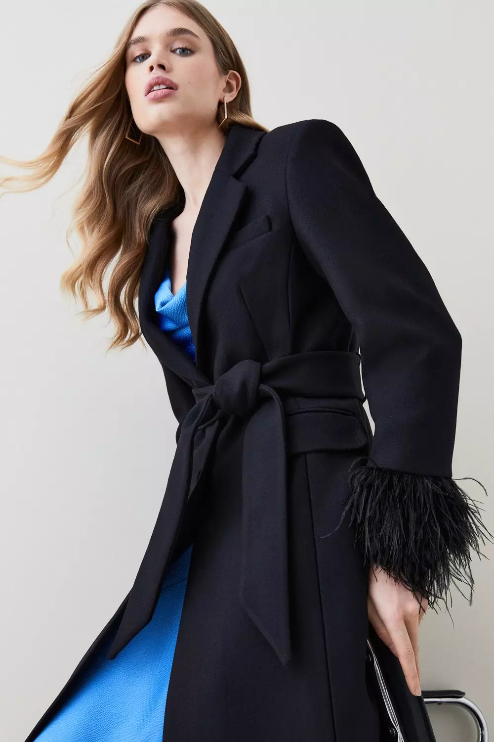 Lipsy smart tailored coat with belt in on sale black