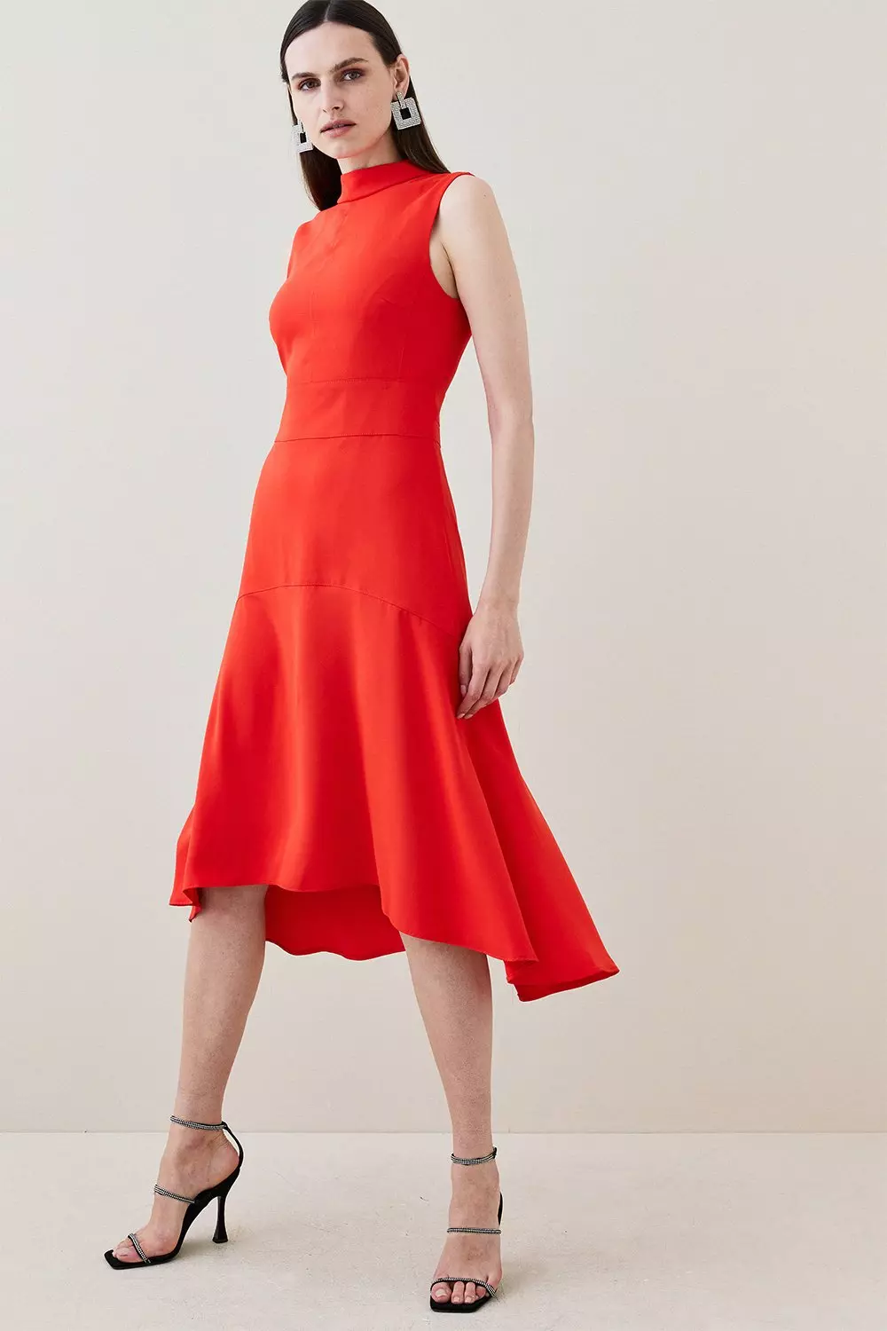 Soft Tailored High Low Midi Dress