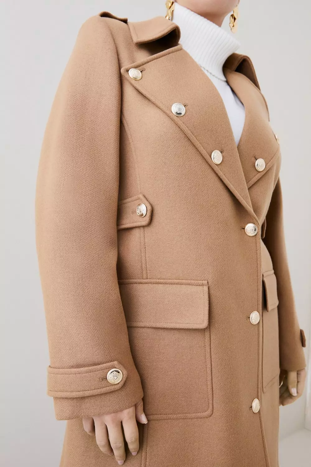 Plus size clearance wool camel coat