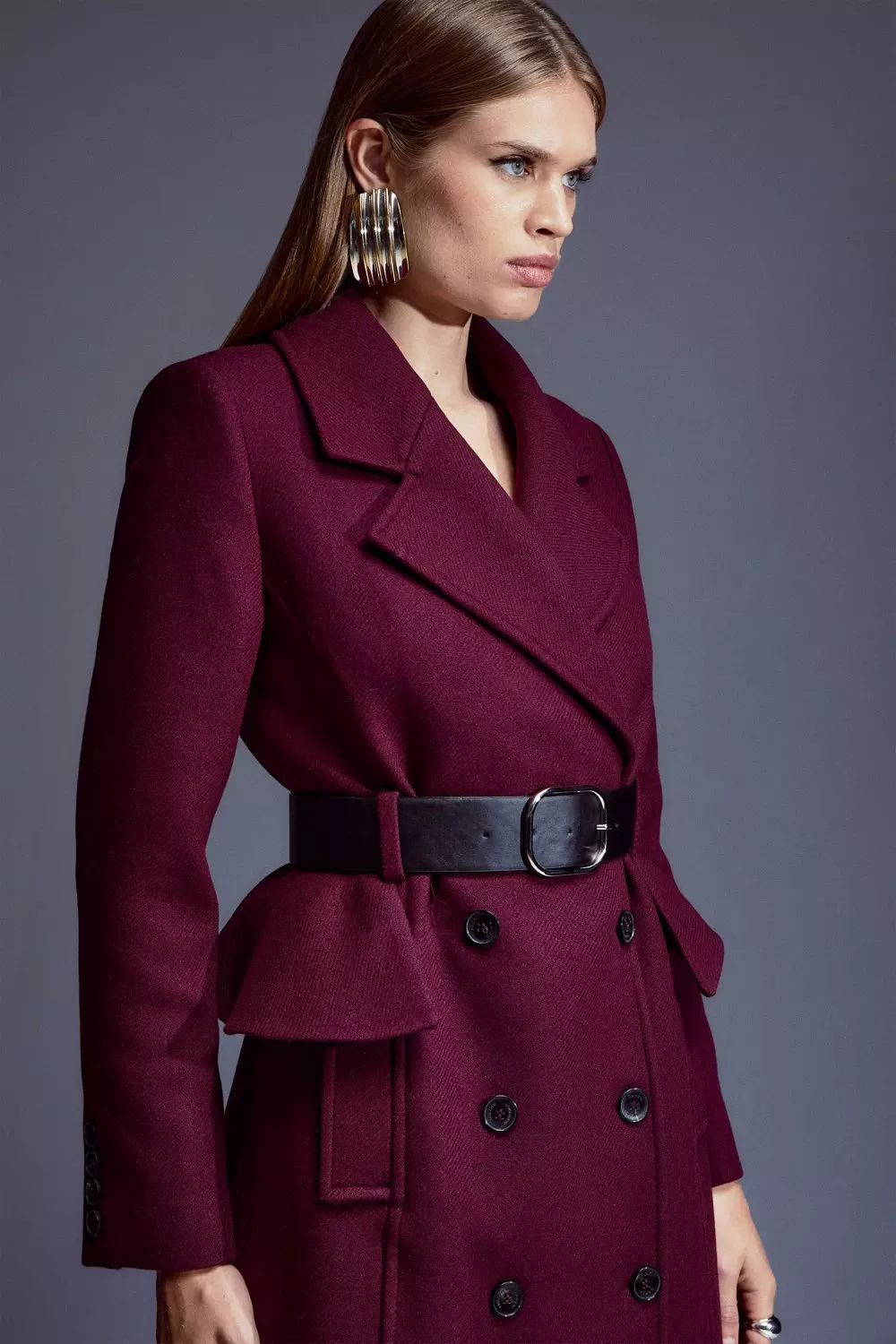 Peplum wool coat sale