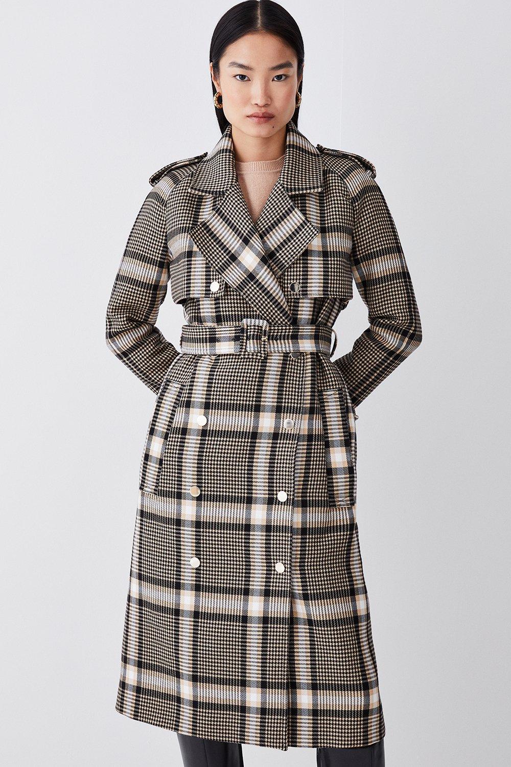 Italian Classic Check Tailored Trench Coat