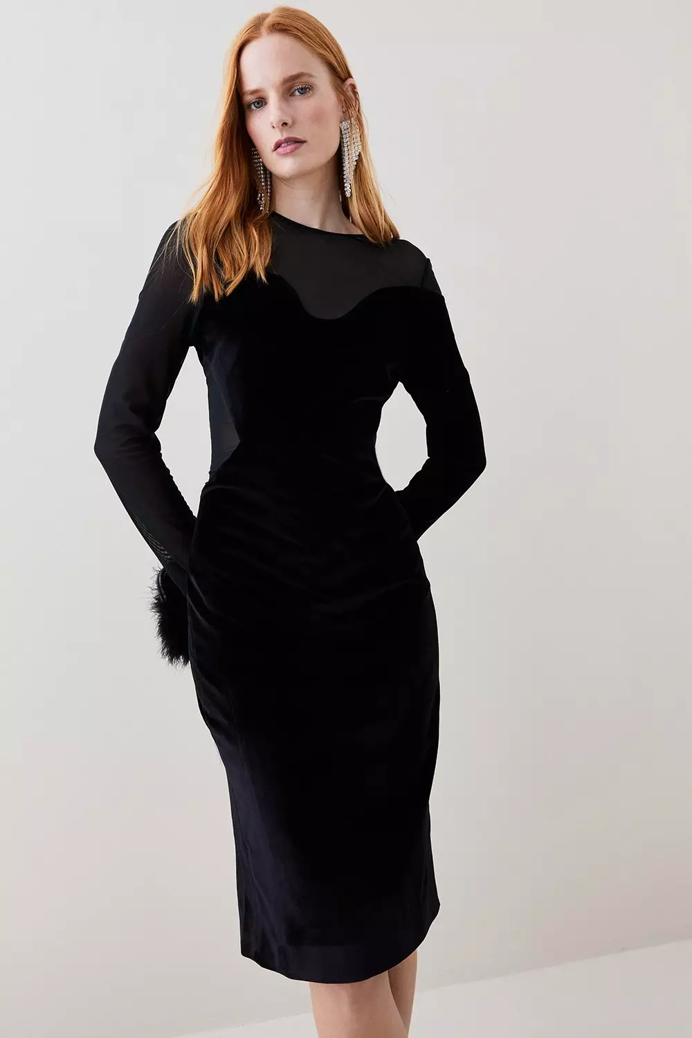 Slinky black hot sale midi dress