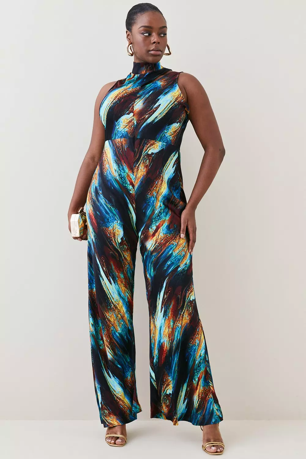 Plus size satin store jumpsuit