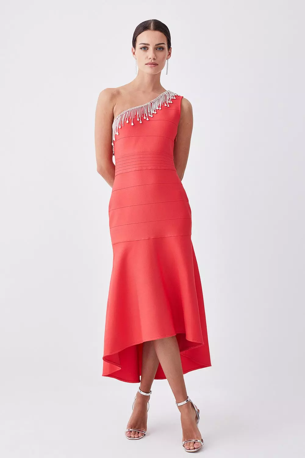 Karen millen red hot sale one shoulder dress