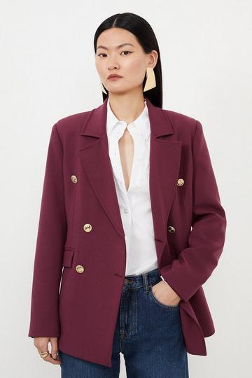 Compact Essential Tailored Double Breasted Blazer cherry
