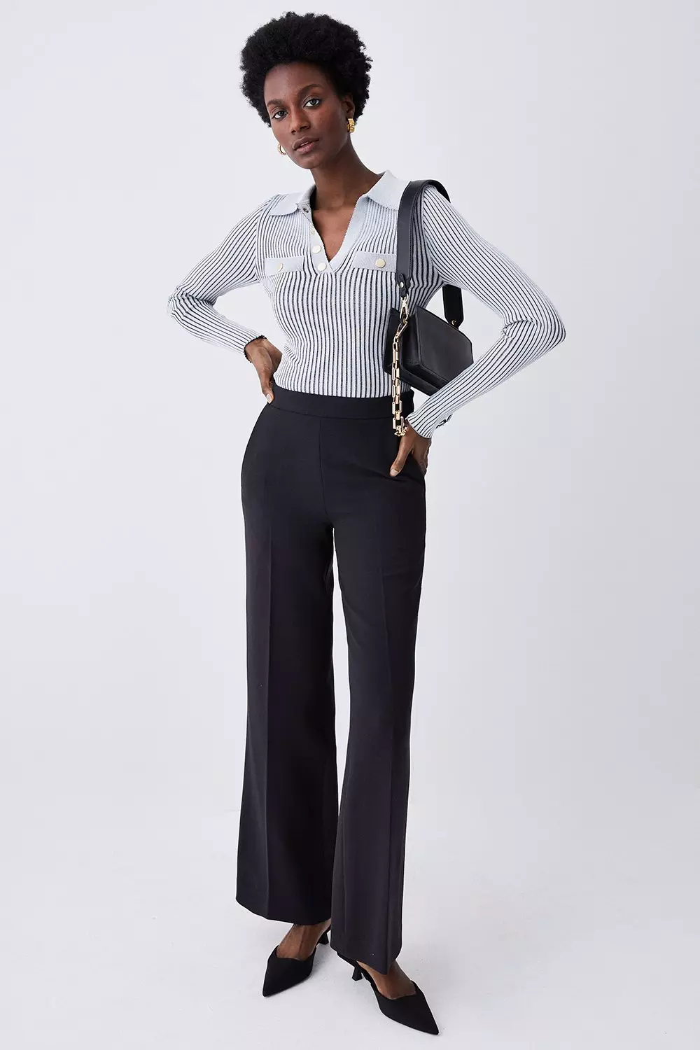 Compact Essential Tailored Wide Leg Pants Karen Millen