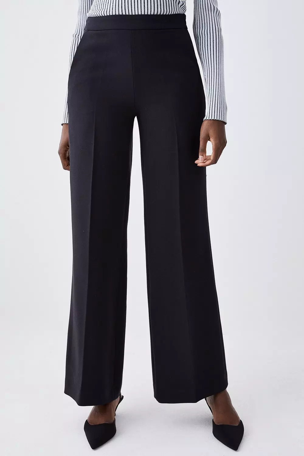 Compact Essential Tailored Wide Leg Pants | Karen Millen