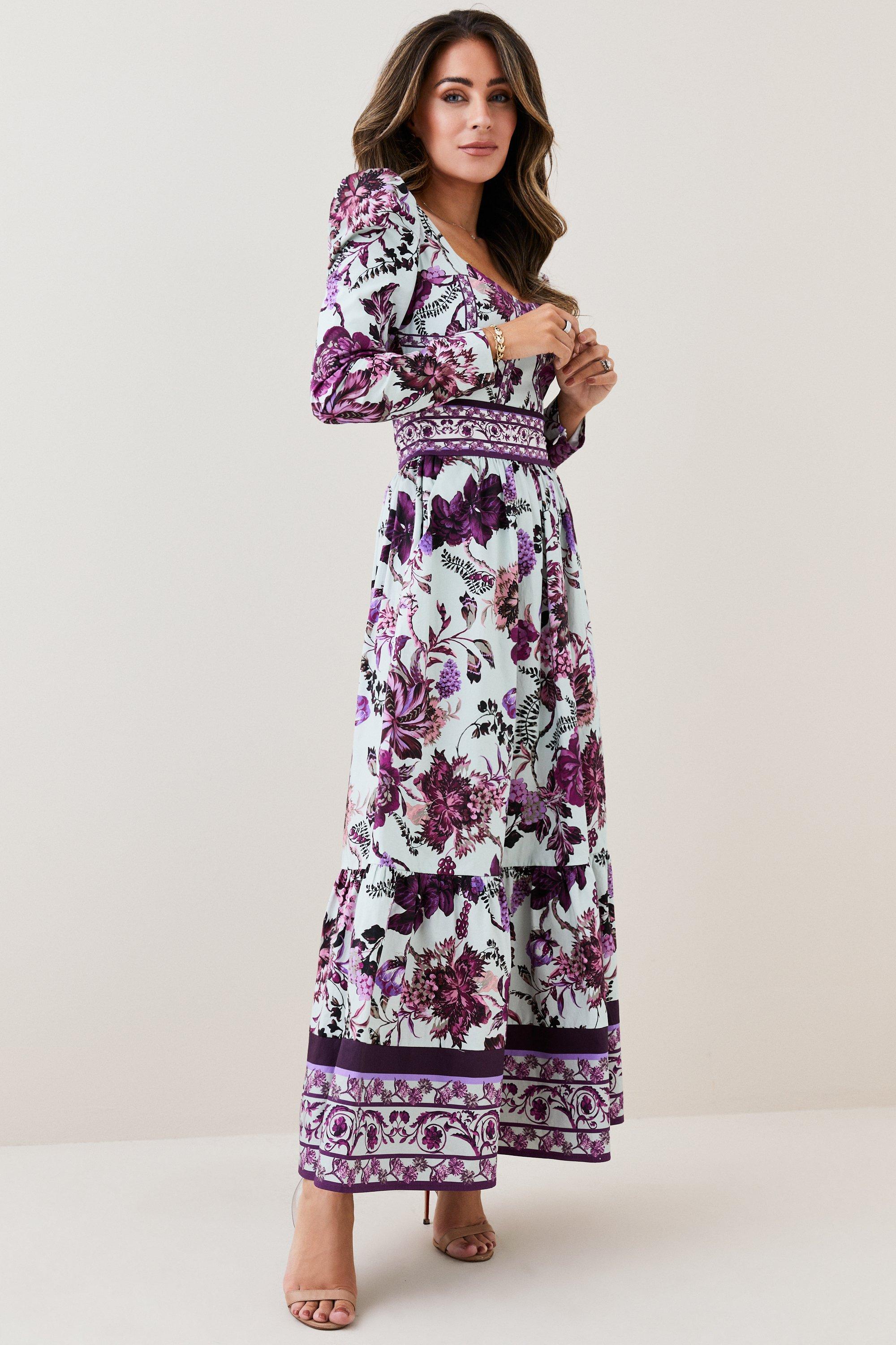 Lydia Millen Border Cotton Sateen Woven Midi Dress