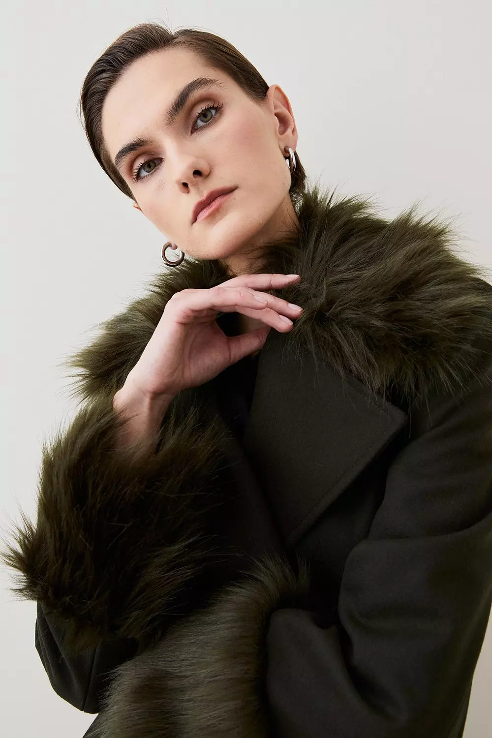 Manteco wool coat with detachable fur collar