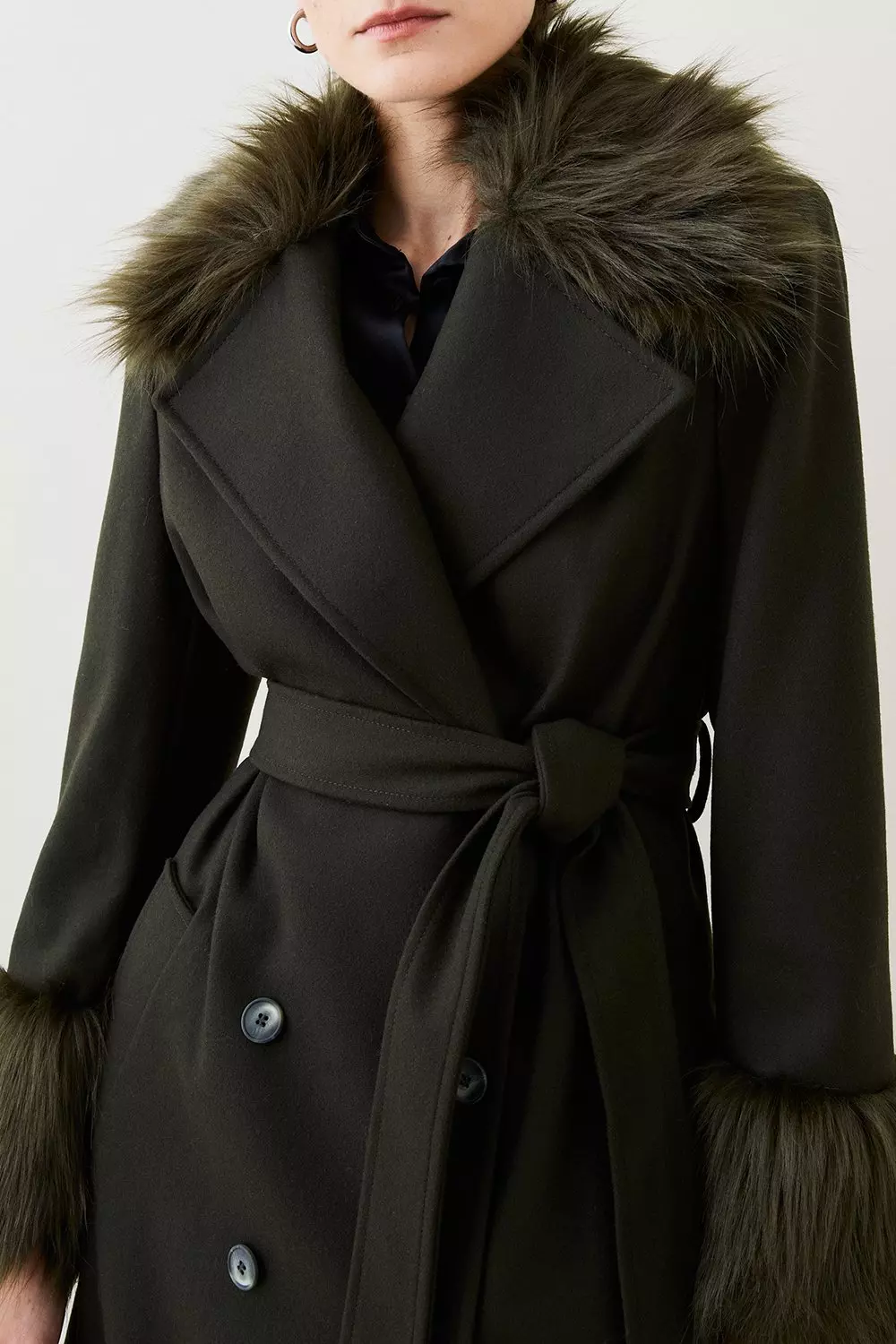 NANUSHKA Carian oversized belted faux fur coat