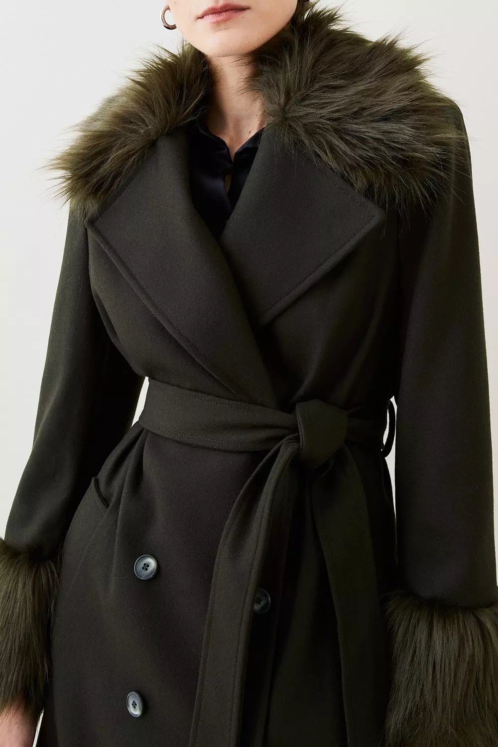 Belted wrap hot sale coat black