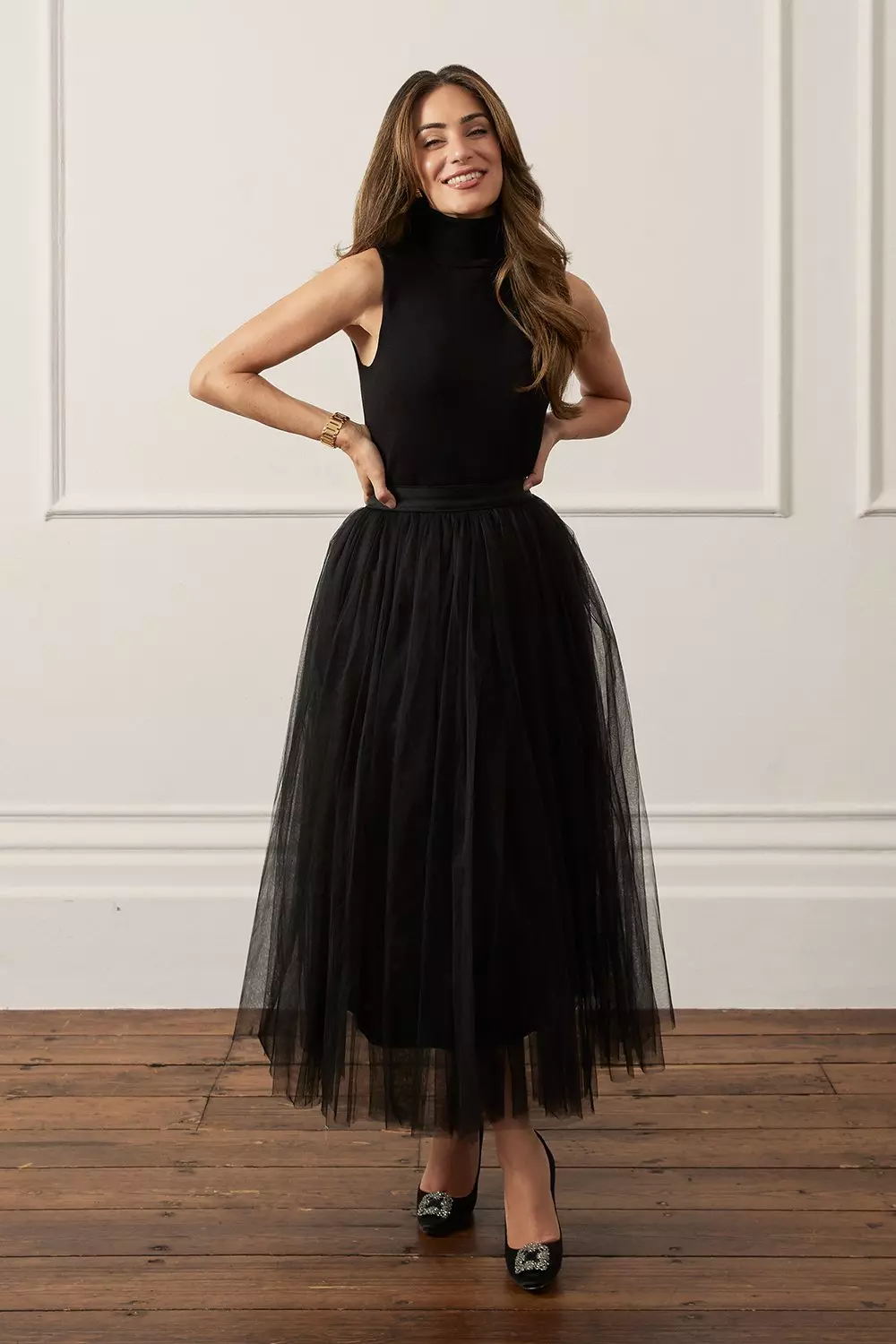 Tulle Sheer Woven Maxi Skirt