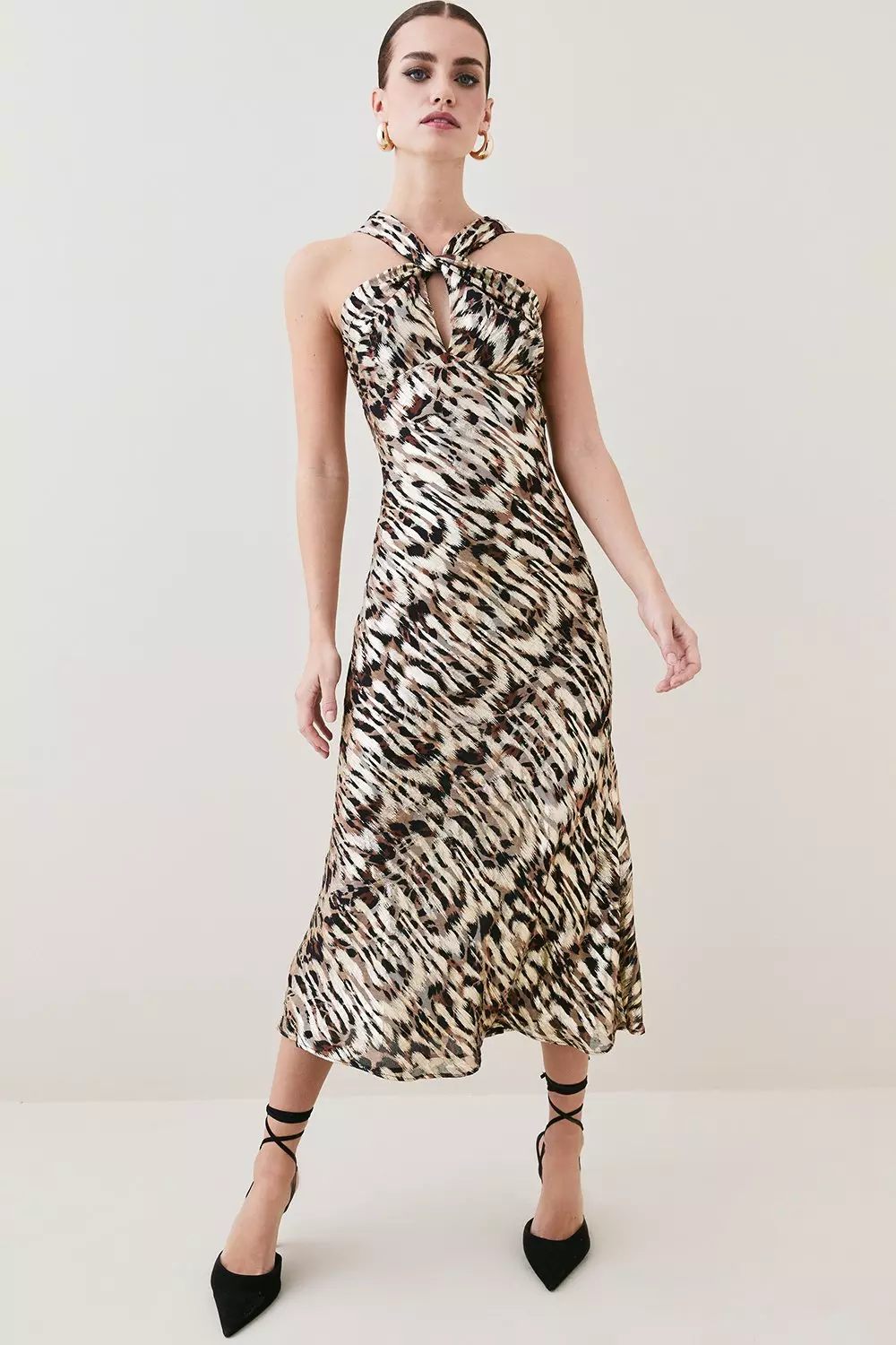 Karen millen animal print midi outlet dress