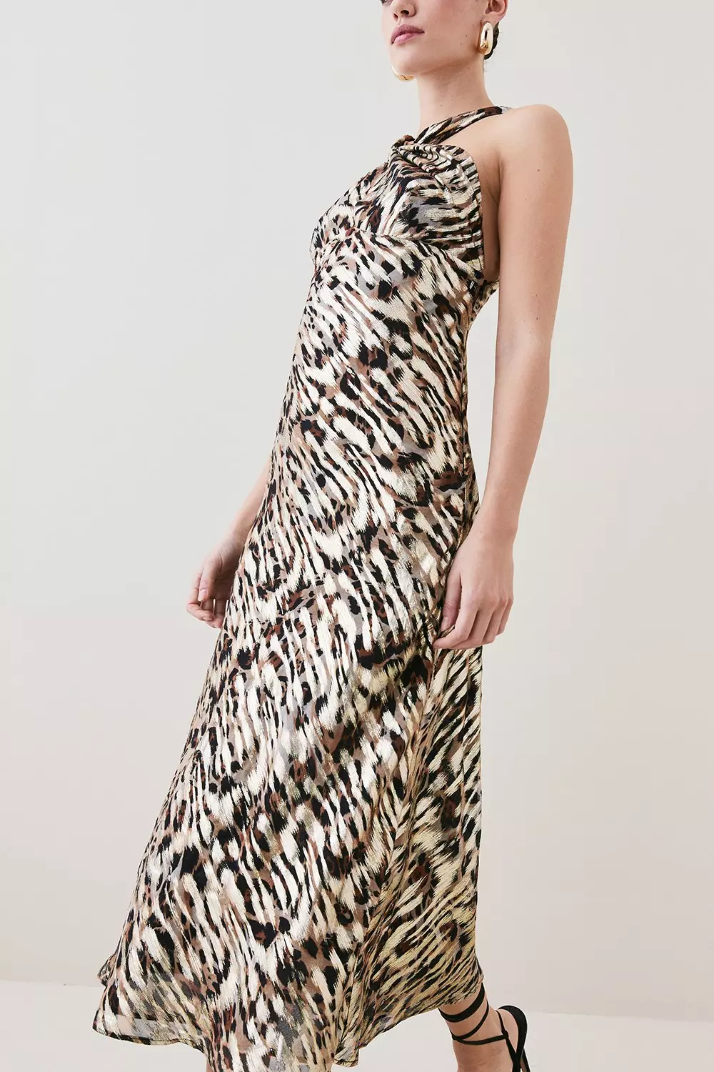 Petite leopard best sale print midi dress