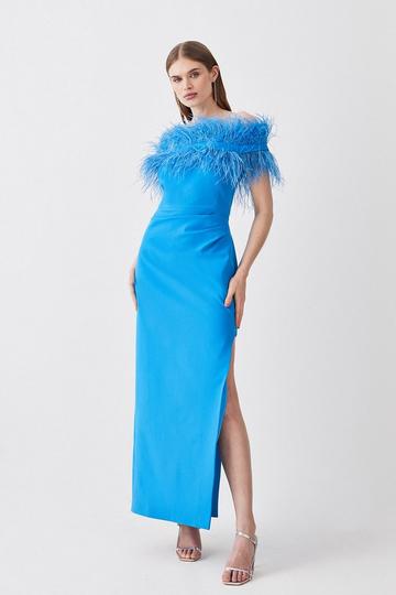 Stretch Crepe Midi Dress - Gathered Feathers