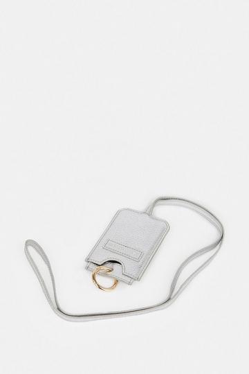 Silver Leather Luggage Tag
