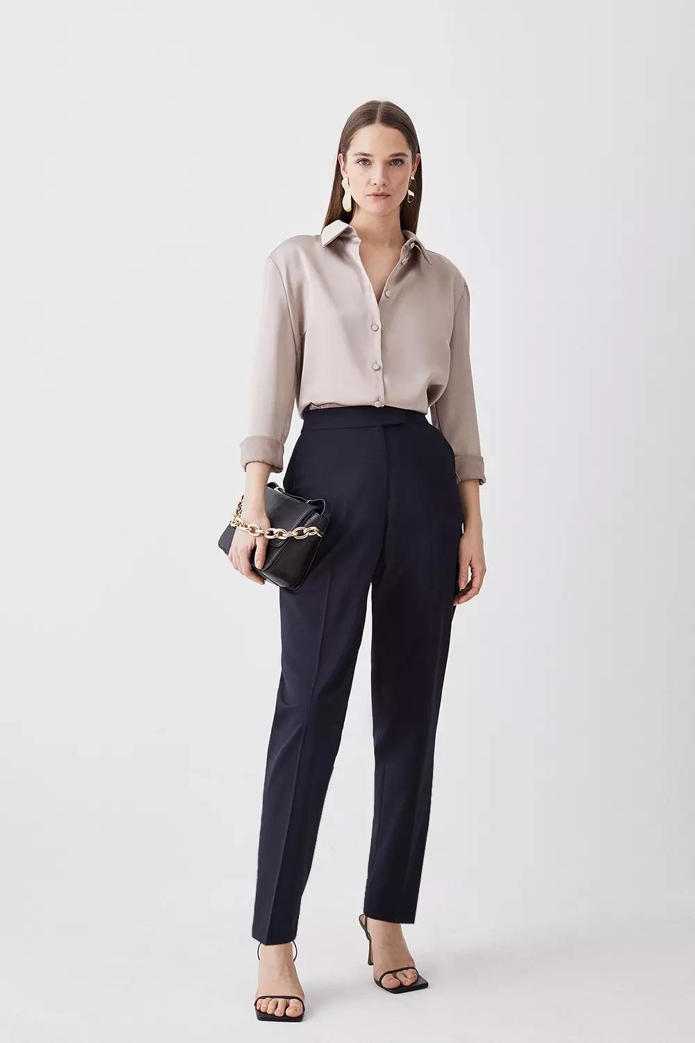 Womens navy on sale slim leg trousers