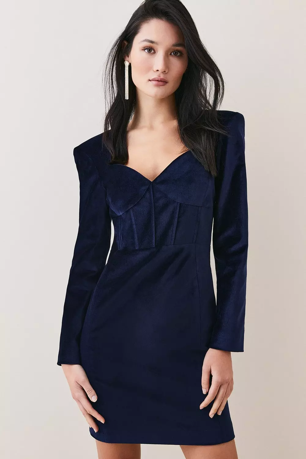 Karen millen blue velvet dress sale