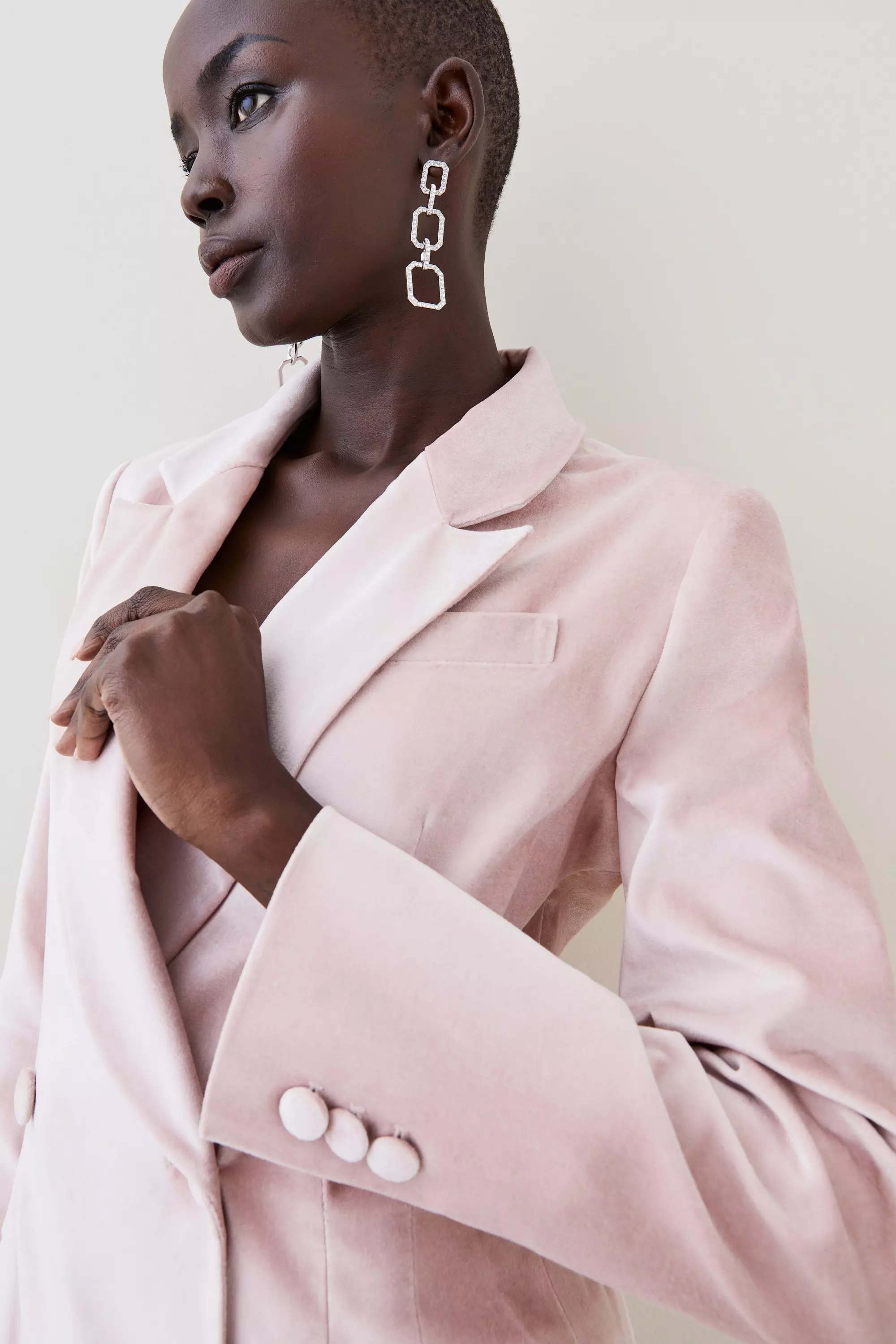 Pink velvet tailored blazer